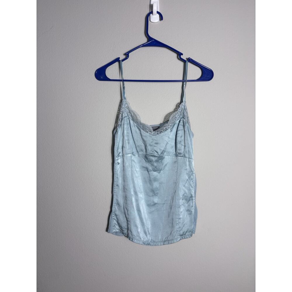 Ann Taylor Women’s Blue Satin Lace Camisole Tank Top Nighty Size Medium Y2K